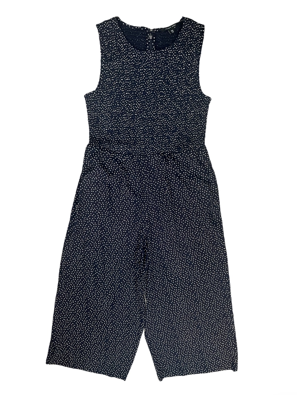 Andrew Marc Wide Leg Jumpsuit Navy Polka Dots Size Medium